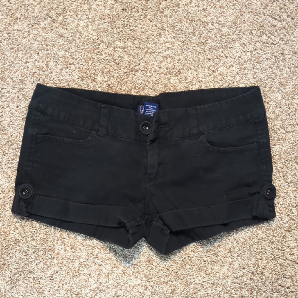 Blue Asphalt Black Jean Shorts High Waist